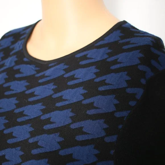 NEW Torn by Ronny Kobo Blue Black Long Sleeve Sweater Dress M - Picture 9 of 11